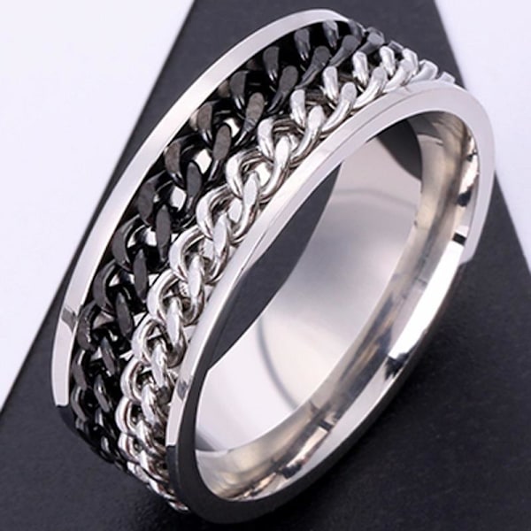 antistress spinner roterande fidget ring ringar svart Size12/21.5mm