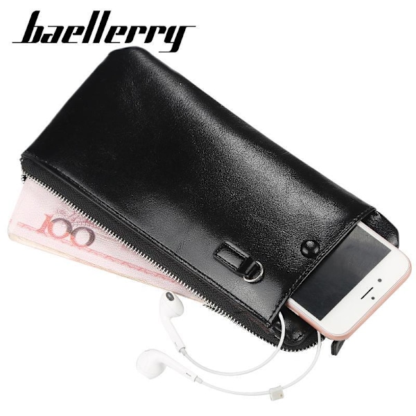 Baellerry Pu Leather Men Long Wallets Korttiteline salamalla ruskea