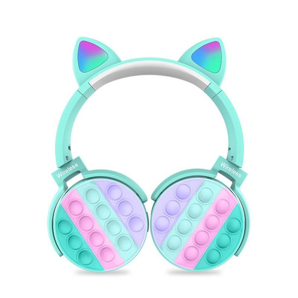 kattöron headset sladdlösa katt bluetooth hörlurar grön