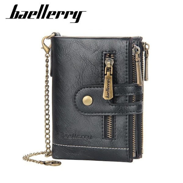 Baellerry Slim Bifold-plånbok för män med dubbel dragkedja och f brun