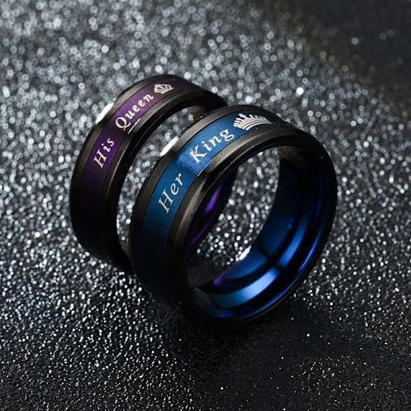 Sininen ja violetti Gemstone Queen -sormus - Taianomainen King &amp; Queen 8mm hänen kuningas nro 7