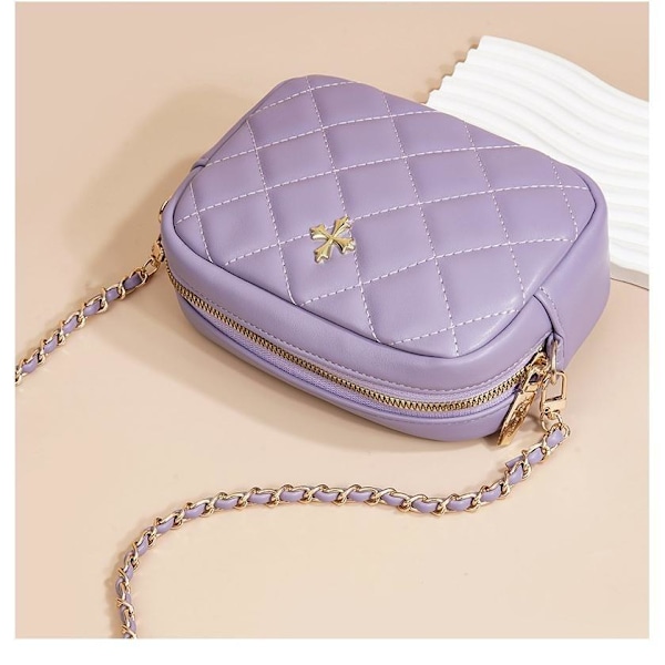 Baellerry Dam Quilted Diamond Stitch Axelväska Mini Crossbody-vä svart