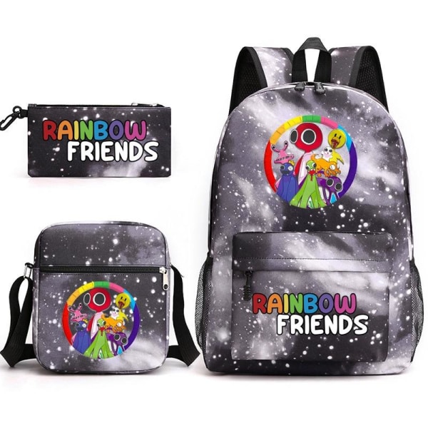 Rainbow Friends rygsæk børn penalhus skuldertaske pakke (3 stk) stjerne grå 3