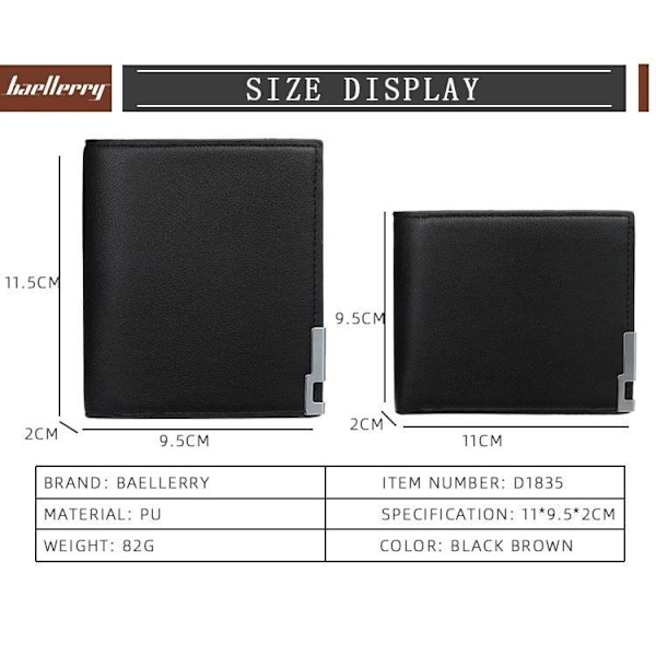 Baellerry Mænds Tynde Tegnebog Kort Stil med Iron Edge Multi Card 1835 kaffe vertikal stil