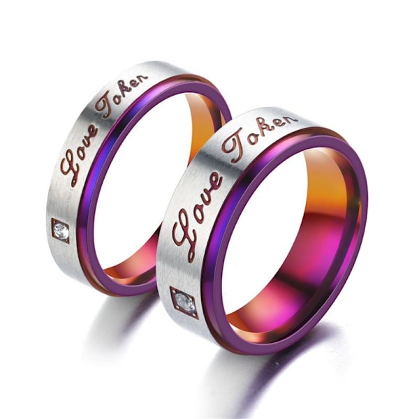 Violetti rakkauspari | Kaiverretut timanttihäärenkaat hänelle 6mm miesten koko 7