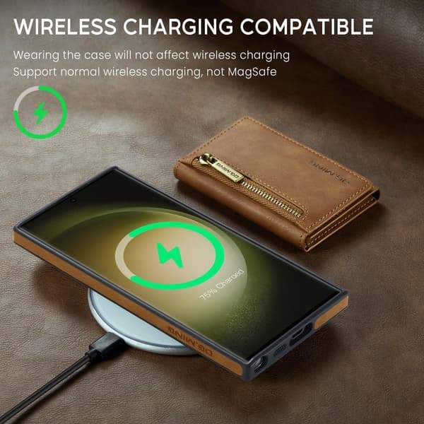 (Til iPhone 14 Plus) DG.MING M5-serien aftageligt pung-etui sort