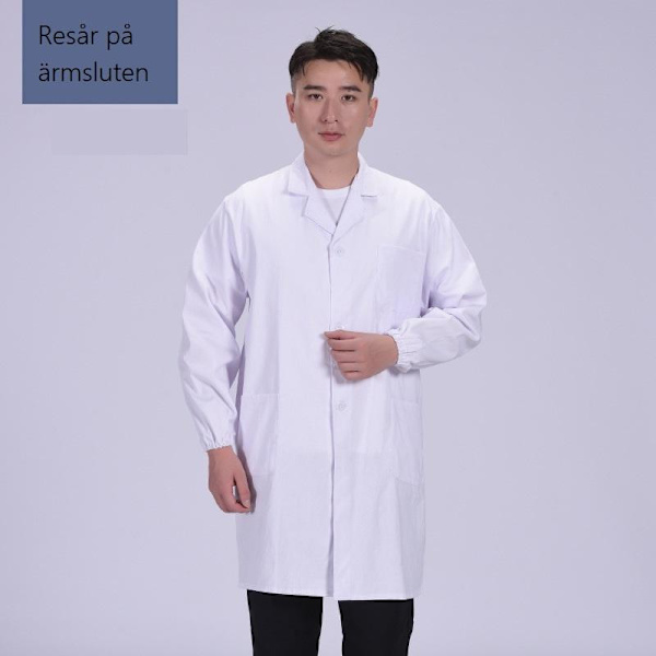 Vit labbrock Doktor Sjukhus kläder livsmedelsfabrik skönhetssalo Resår på ärmsluten stil 2 XL
