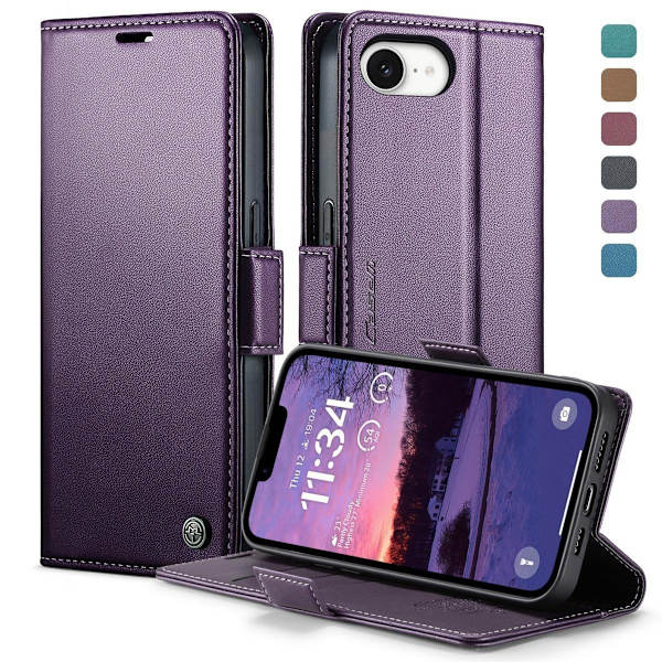 (Til iPhone 13 Mini) Læderpung etui med 3 kortpladser og RFID-blokerende magnetlukning sort