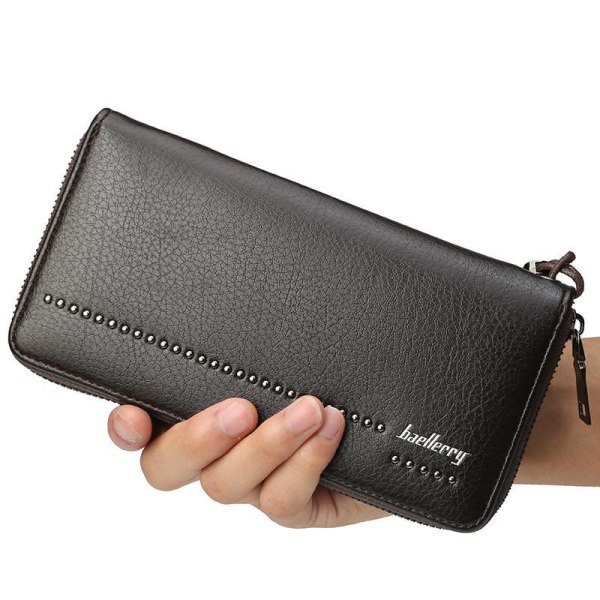 Baellerry Miesten lompakko Clutch Laukku Multi-card Retro pitkä kukkaro Lar syvä kahvi