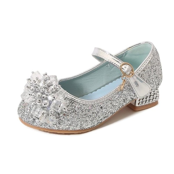 elsa prinsess skor barn flicka med paljetter silverfärgad 20cm / size32