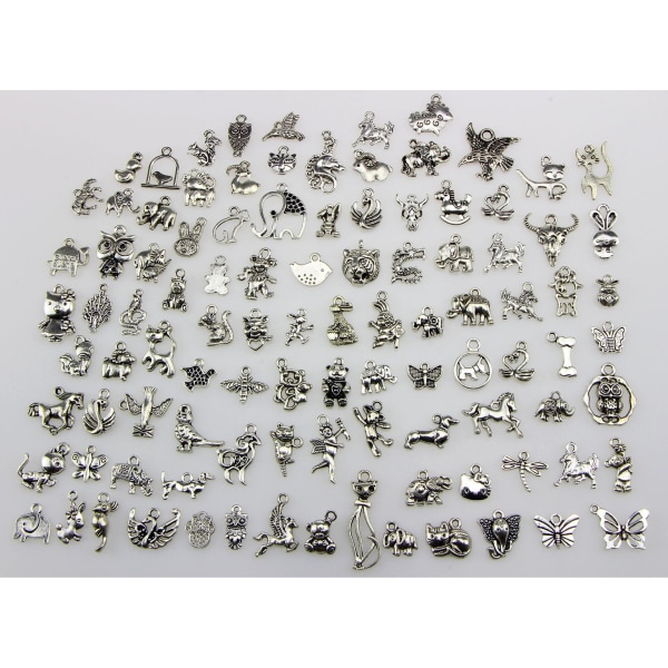 charms smykker øredobber DIY-pakke 100 stk sølvfarget