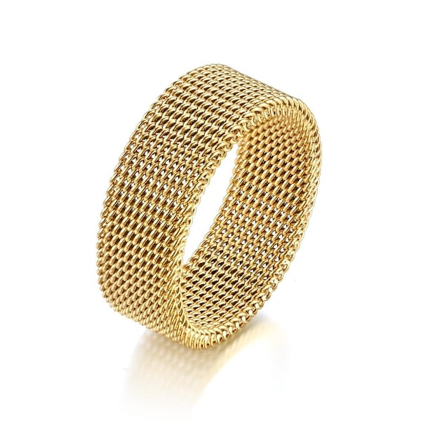 Klassisk stil mesh-sett for han og henne - minimalistisk ring i gylden mesh nr. 13