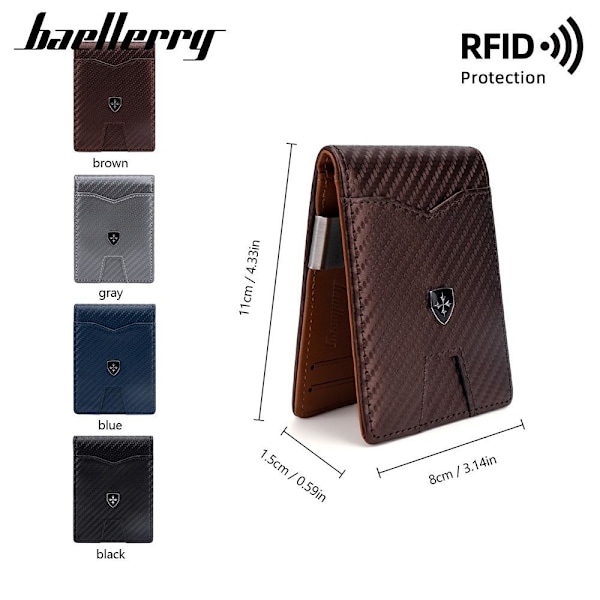 Baellerry Minimalistisk RFID-blokerende slank pung til mænd sort