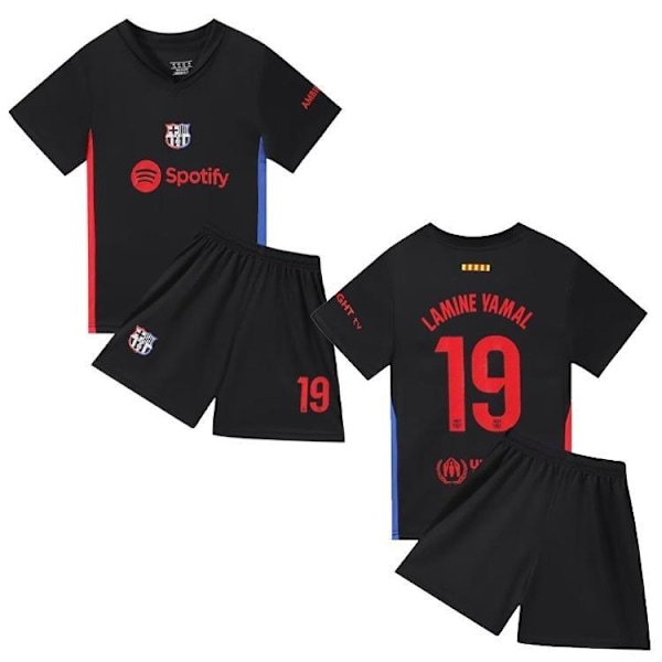 Barcelona FC Away Musta No. 19 Lamine Yamal Jalkapallopaket Lapsille #16 (100CM)