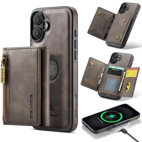 (Til iPhone 16 Pro Max) DG.MING M5-serien aftagelig pung-etui lilla