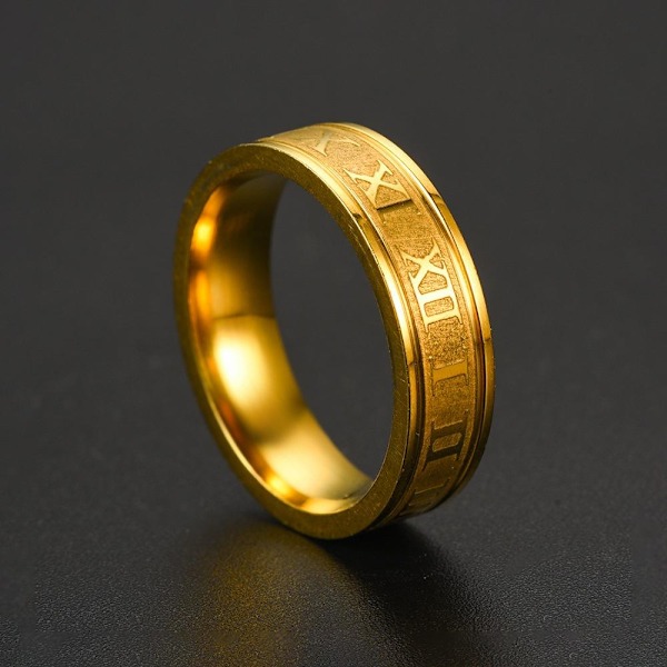 Roman Inner Arc Step Corrosion Ring - Minimalistiset korut ruostumattomasta teräksestä 6mm musta Nro 12