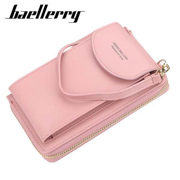 Mode Kvinnor Plånbok Crossbody Väska Koppling Läder korthållare Rosa
