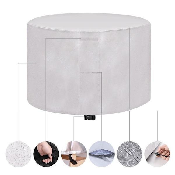 skydd för utemöbler runda överdrag trädgårdsmöbler silverfärgad 185(diameter)*95cm