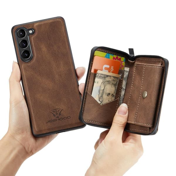 (Til Samsung A55) Slankt tegnebogs etui med kortlommer og foldbart stativ, stødabsorberende beskyttelse rød