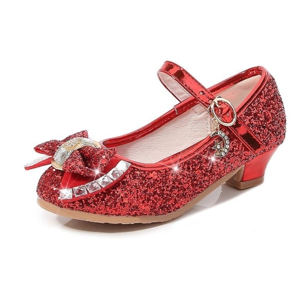 elsa prinsess skor barn flicka med paljetter röd 22cm / size36