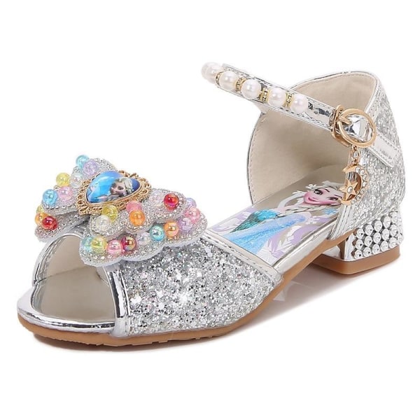 elsa prinsess skor barn flicka med paljetter silverfärgad 18.5cm / size29