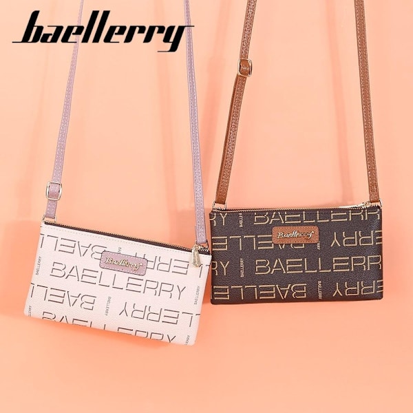 Vintage blomstermønster Crossbody-taske med dobbelt lynlås og håndtag s5583 brun