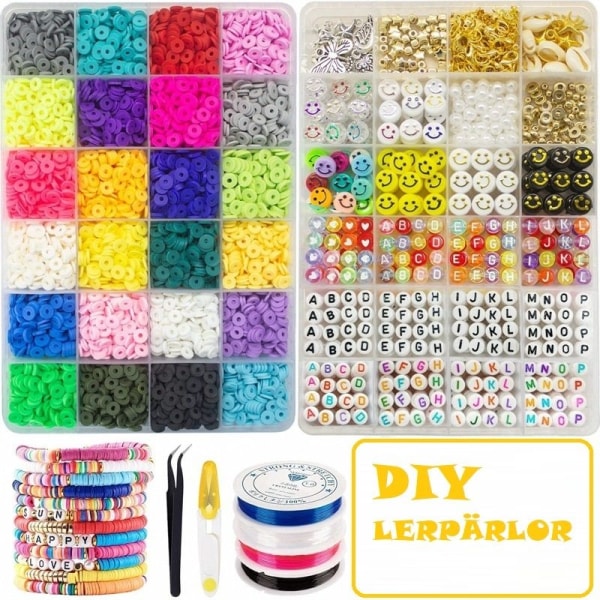 Flat Clay Beads sæt runde polymer lerperler til DIY smykker som billedet viser