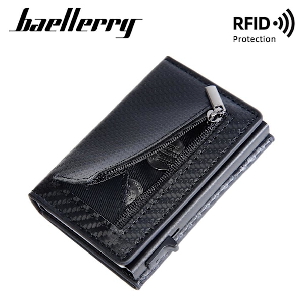 Baellerry RFID-blockerande automatisk popup-plånbok Kolfibermagn svart
