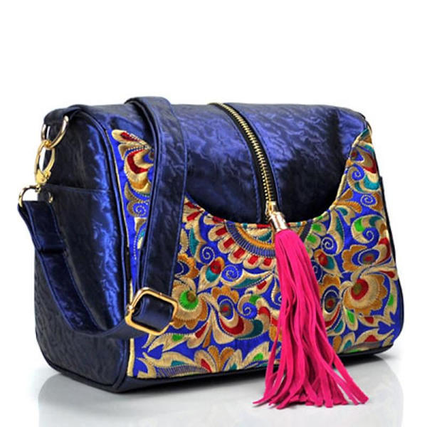 PU läderbroderi Crossbody väska Mode Casual broderi väska etnisk Som på bilden 1