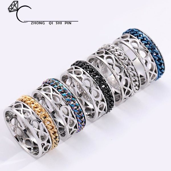 antistress spinner rotating fidget ring rings blue Størrelse 7 / 17 mm