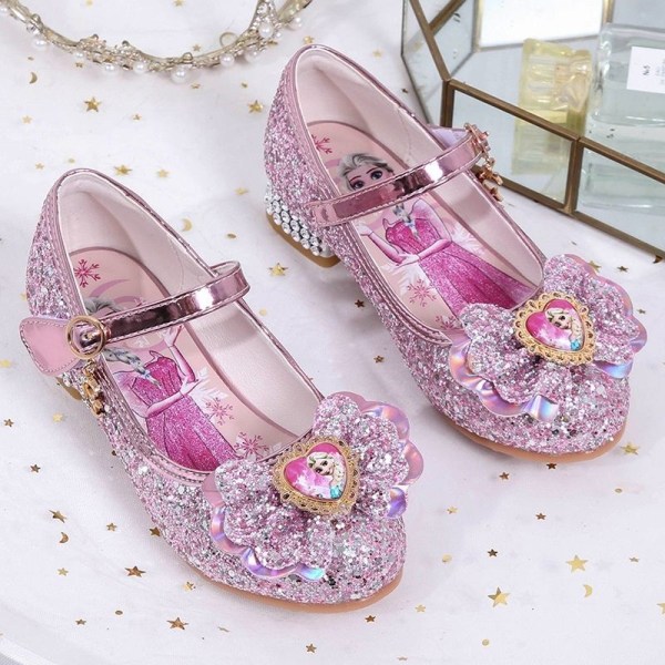 elsa prinsesse sko barn pige med pailletter pink 16,5 cm / størrelse 25