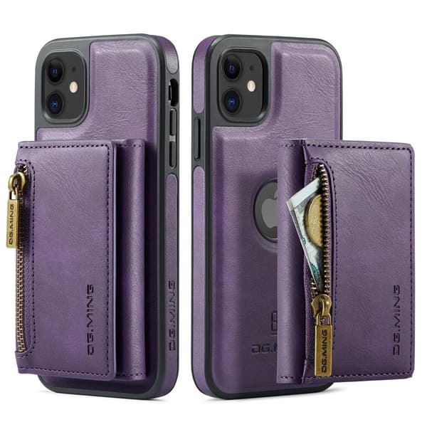(Til iPhone 15 Pro) DG.MING M5-serien aftagelig pung etui m lilla