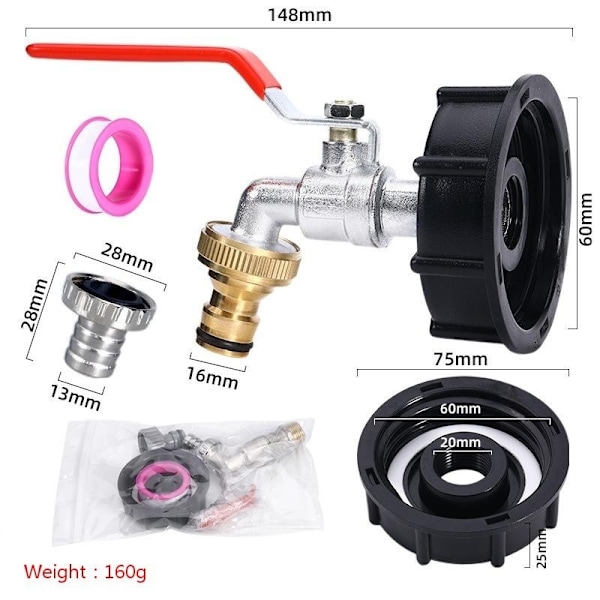 ibc tank adapter vandhane til ibc ibc tank adapter legering s60*6 til 1/2 tomme tap+nip
