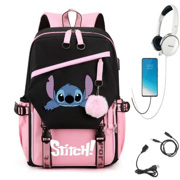 stitch reppu lasten reput reppu USB-liitännällä 1kpl vaaleanpunainen