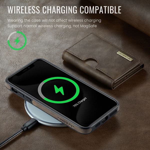 (Til iPhone 14 Plus) DG.MING M6 Serien Magnetisk Pung Etui sort