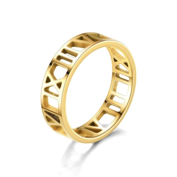 Enkel romersk ring for menn - tidløs bånd i rustfritt stål 6 mm gull nr. 6