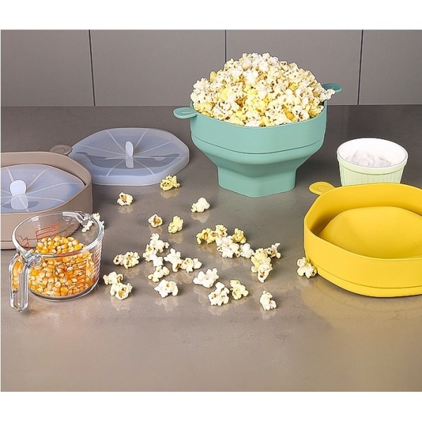 popcorn skål silikone mikro skål til popcorn sammenklappelig Grøn
