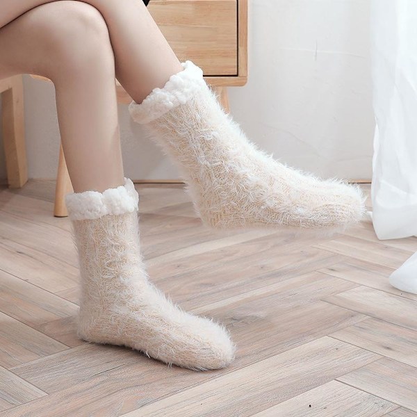 värmestrumpor vinterstrumpor fluffiga fleece strumpor mys strump gul One Size