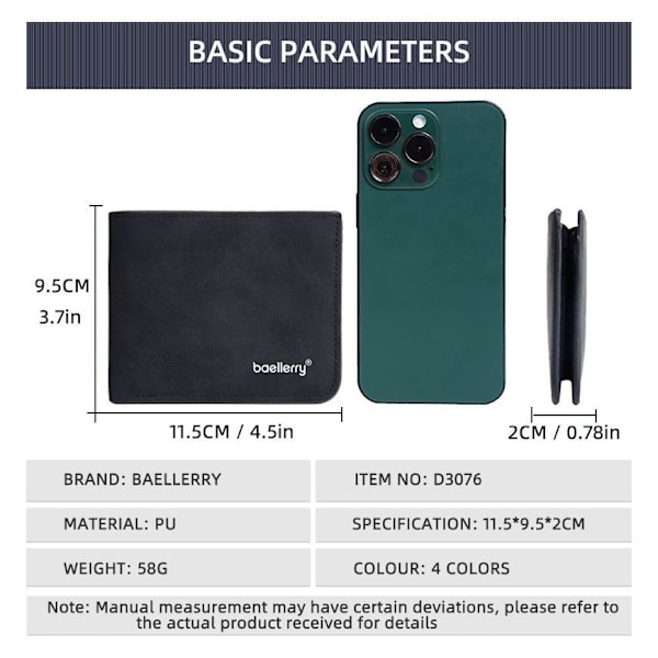 Baellerry Minimalist Kort Tegnebog til Mænd med Flere Kortlommer blå