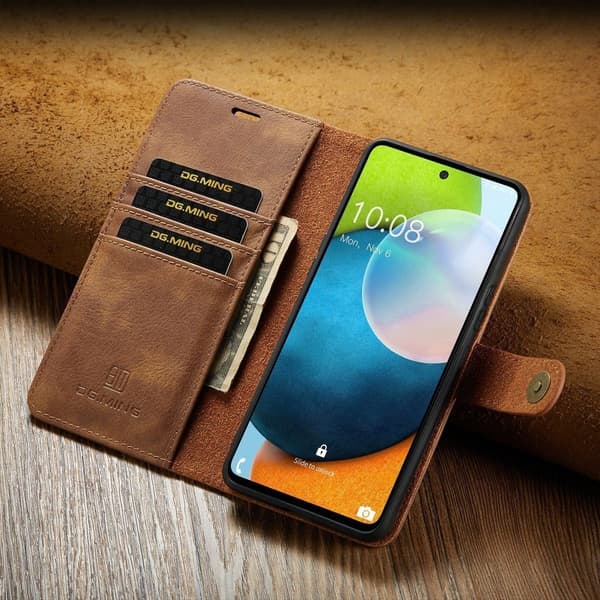 (For Samsung Galaxy S22 Plus) DG.MING Lærtelefondeksel: 2-i-1 grå
