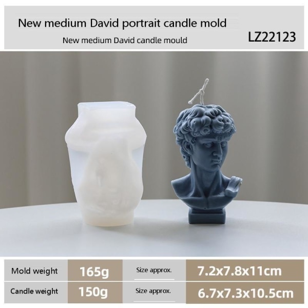 lysformar lys stearinljus DIY gjutformar i silikonform lz22123 middels portrett av david