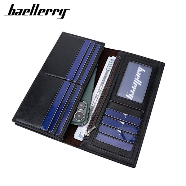 Baellerry Long Wallet Business Slim RFID-korthållare för män med djup färg