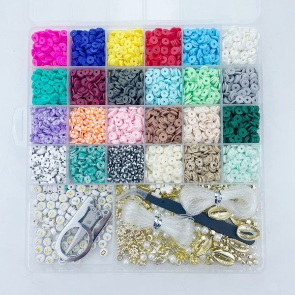 DIY Lerpärlor set platta runda polymerlerpärlor för små pärlor a Som bilden visar