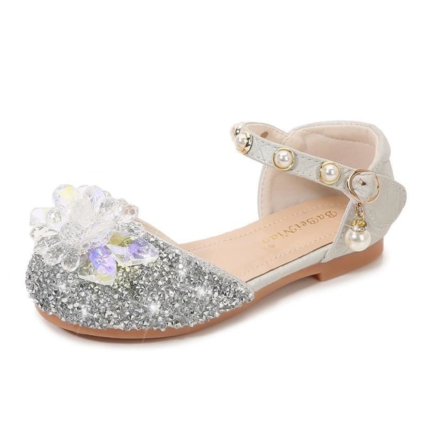 elsa prinsess skor barn flicka med paljetter silverfärgad 17.5cm / size26