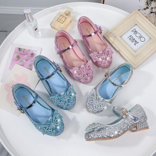 elsa prinsesse sko barn pige med pailletter blå 16,5 cm / størrelse 25