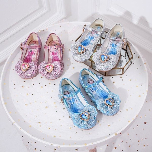 elsa prinsessa barn skor med paljetter blå 20cm / size33