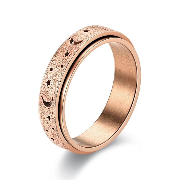 Roterende hul stjerne og måne ring - dekompressionsmode smykker 6 mm sort stjerne og måne nr. 9
