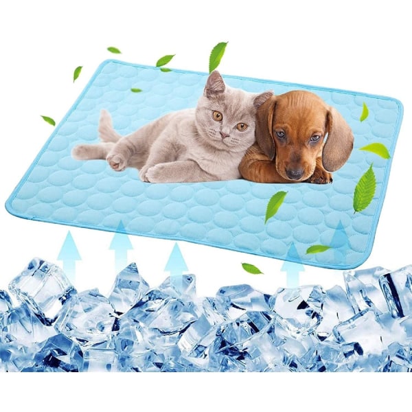 kylmatta hund katt kylmatta säng kyl hund ljusblå 62*50cm--M