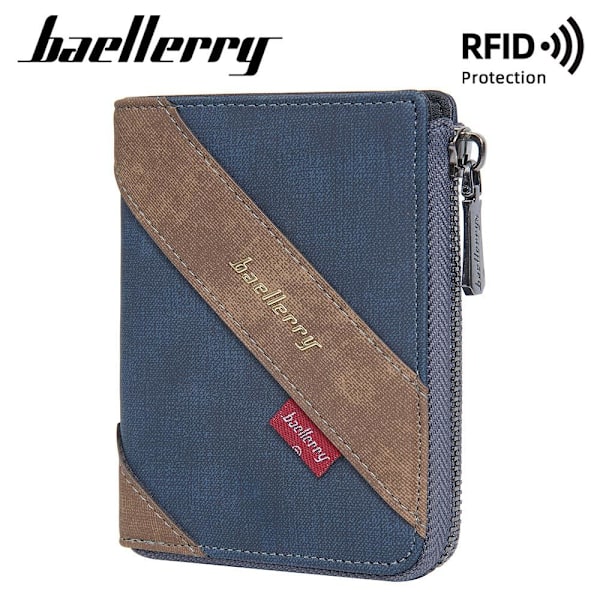 Baellerry Miesten Lompakko Business Color Blocking RFID Nahka Slim Zi syvä väri
