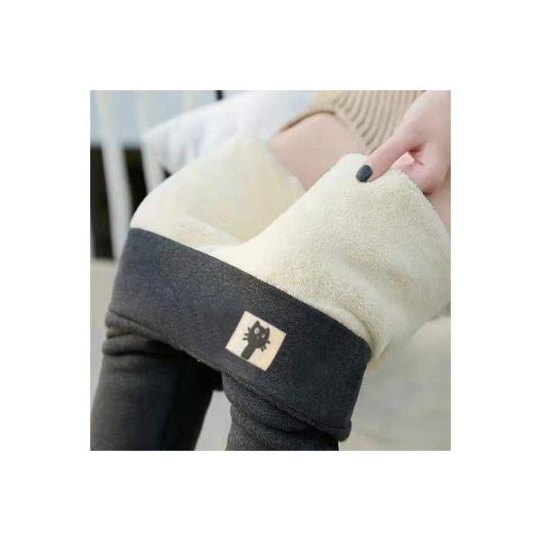 fodrade vinter leggings hög midja fleece strumpbyxor katt grå 4XL